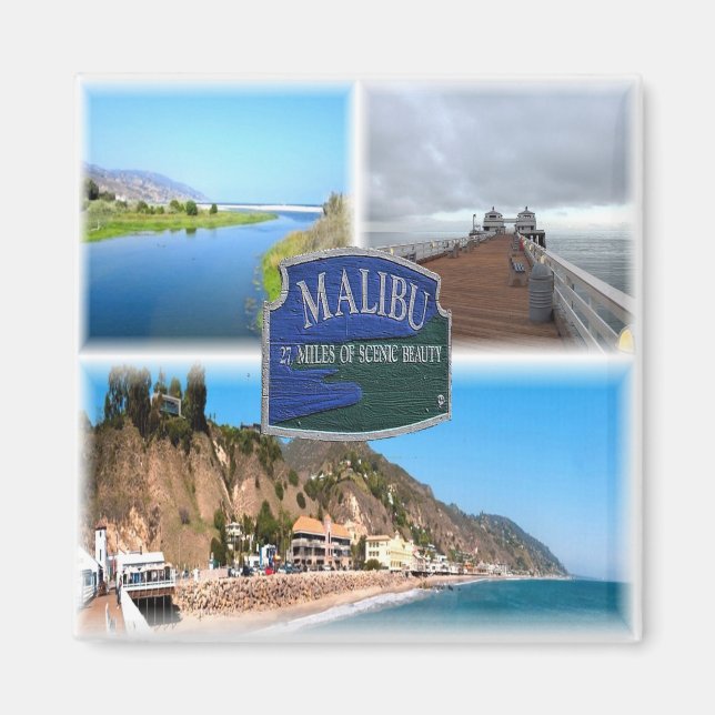 zUS030 MALIBU, LOS ANGELES, Kalifornien, Fridge Magnet (Framsidan)