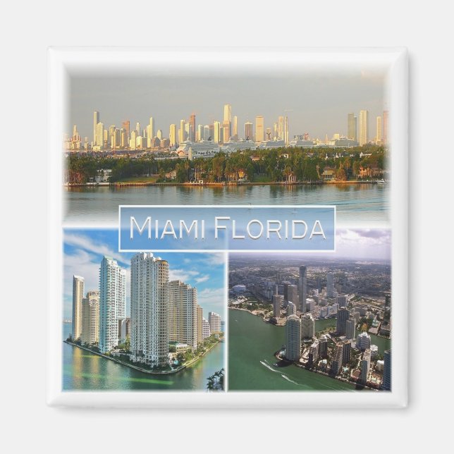 zUS038 MIAMI, FLORIDA, Mosaic, Amerika, Fridge Magnet (Framsidan)