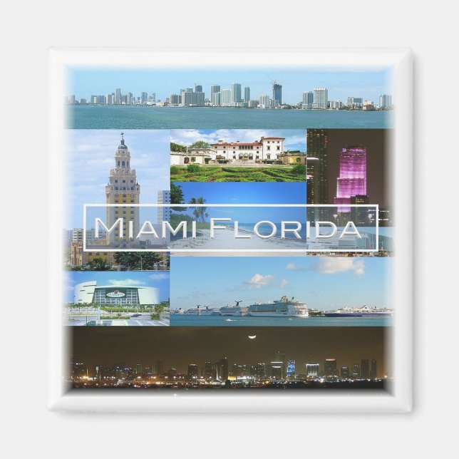 zUS040 MIAMI, FLORIDA, Mosaic, Amerika, Fridge Magnet (Framsidan)