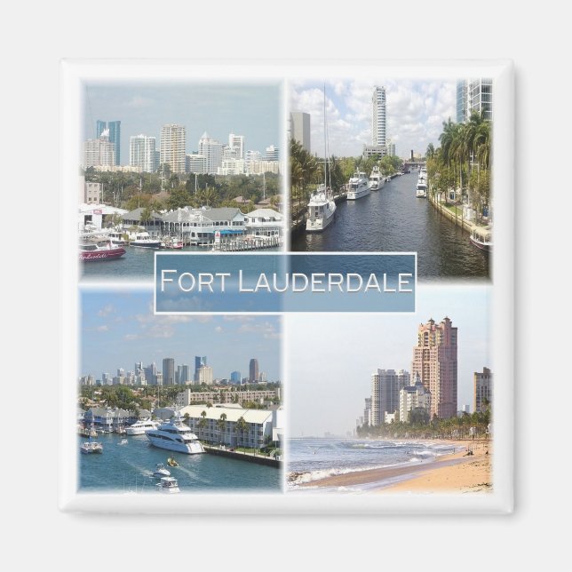 zUS044 MIAMI, FORT LAUDERDALE, Mosaic, Fridge Magnet (Framsidan)