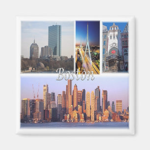 zUS051 BOSTON, Massachusetts, Mosaic, Fridge Magnet