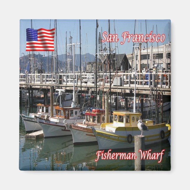 zUS074 SAN FRANCISCO, Fisherman Wharf, Fridge Magnet (Framsidan)