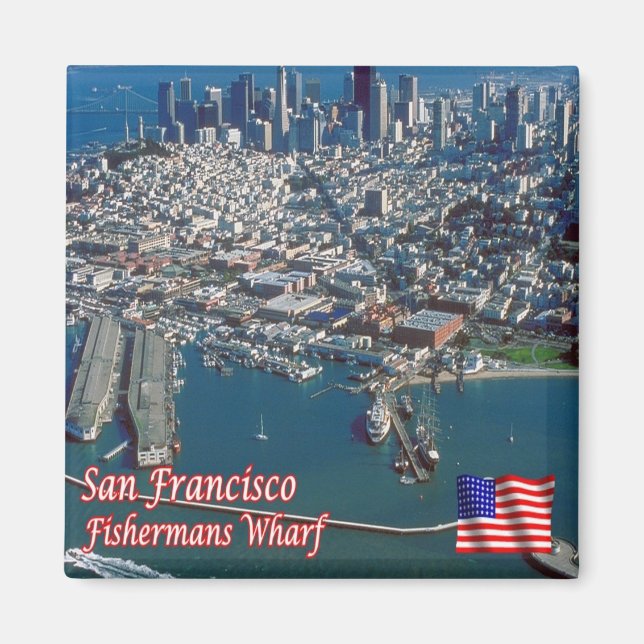 zUS075 SAN FRANCISCO, Fishermans Wharf, Fridge Magnet (Framsidan)