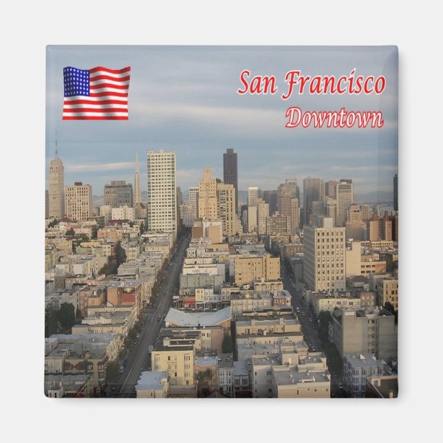 zUS077 SAN FRANCISCO, Aerial View Downtown, Fridge Magnet (Framsidan)