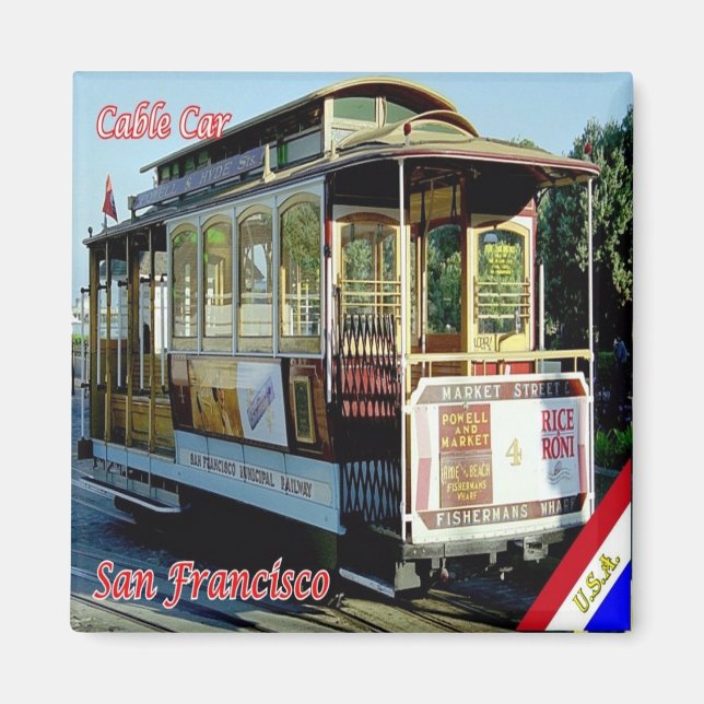 zUS080 SAN FRANCISCO, Cable Car, Kalifornien, Frid Magnet (Framsidan)
