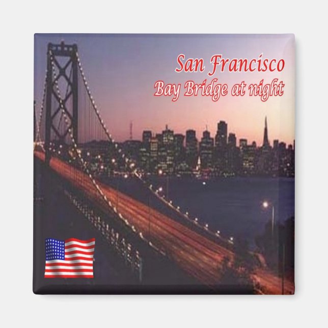 zUS081 SAN FRANCISCO, Bay Bridge på natten, Fridge Magnet (Framsidan)