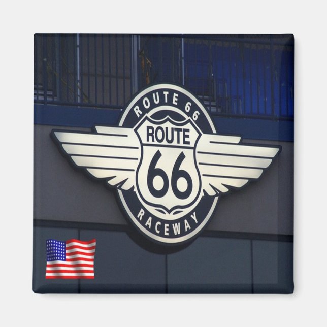 zUS088 ROUTE 66, Raceway, Amerika, Fridge Magnet (Framsidan)