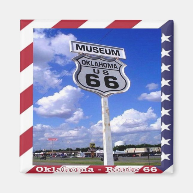 zUS090 ROUTE 66, Oklahoma, Amerika, Fridge Magnet (Framsidan)