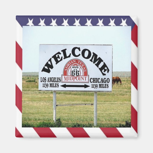 zUS092 ROUTE 66, Välkomstsignal, Amerika, Fridge Magnet (Framsidan)
