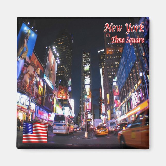 zUS096 NEW YORK CITY, Time Square by Night, Fridge Magnet (Framsidan)