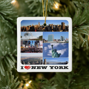 zUS107 NEW YORK CITY I Kärlek, mosaic, Julgransprydnad Keramik