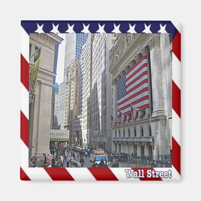 zUS110 NEW YORK CITY, Wall street, Amerika, Fridge Magnet (Framsidan)