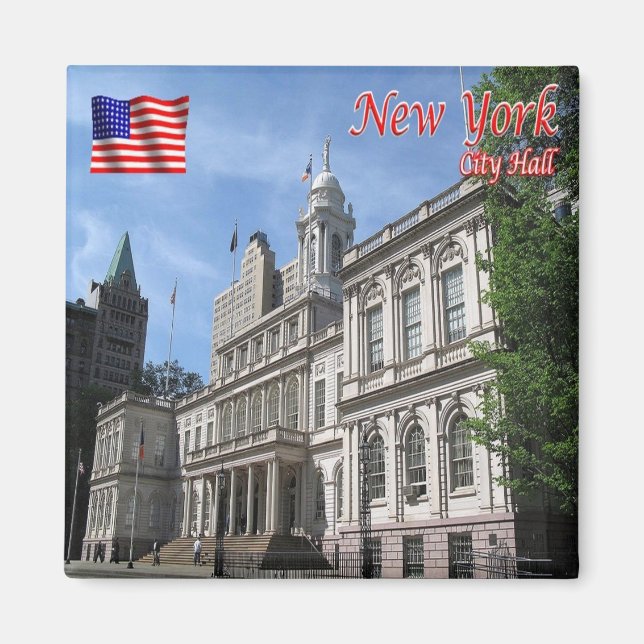 zUS111 NEW YORK CITY, City Hall, Amerika, Fridge Magnet (Framsidan)