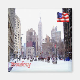 zUS115 BROADWAY med snö, New York, Fridge Magnet