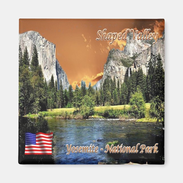 zUS118 YOSEMITE NP, Shaped Valley, Fridge Magnet (Framsidan)