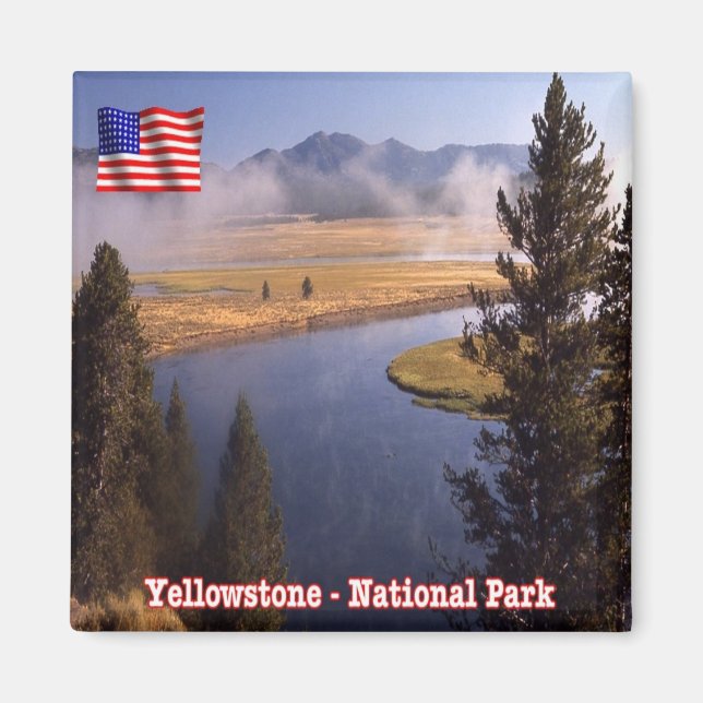 zUS122 YELLOWSTONE National Park, Amerika, Fridge Magnet (Framsidan)