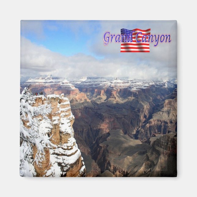 zUS146 GRAND CANYON med Snö, Arizona, Fridge Magnet (Framsidan)