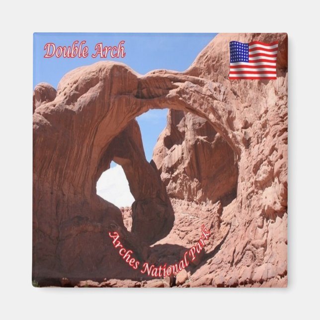 zUS161 ARCHES nationalpark, Dubbla Arch, Fridge Magnet (Framsidan)