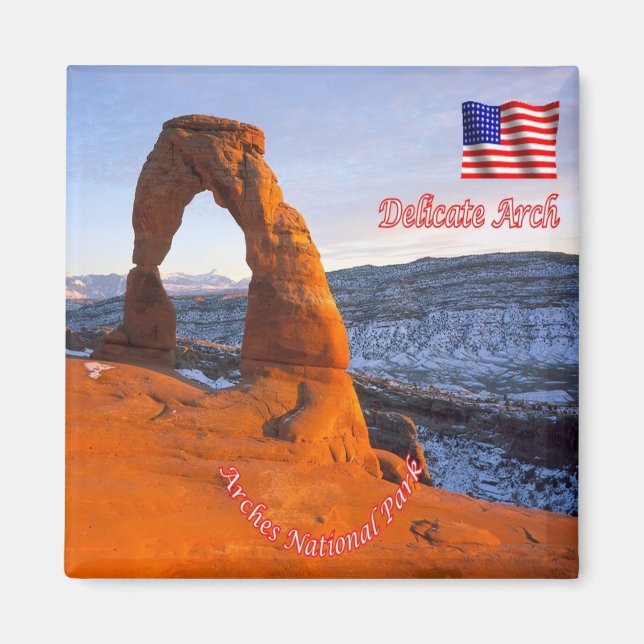 zUS162 ARCHES National Park, Delicate Arch, Fridge Magnet (Framsidan)