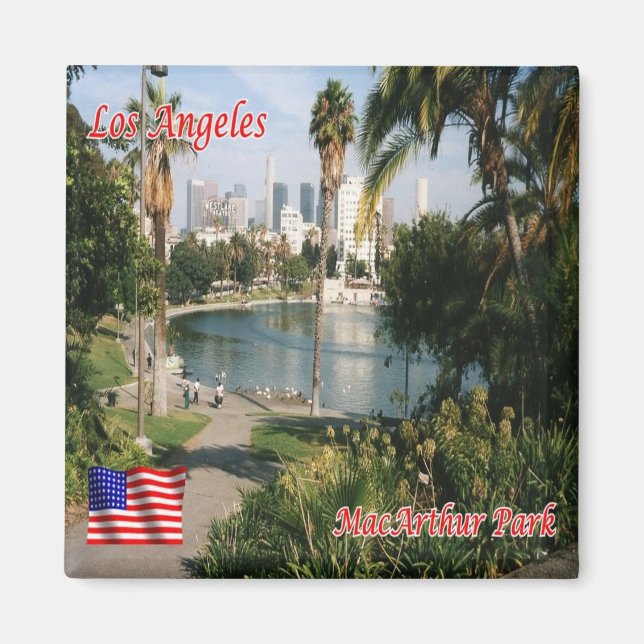 zUS168 LOS ANGELES, Mac Arthur Park, Fridge Magnet (Framsidan)