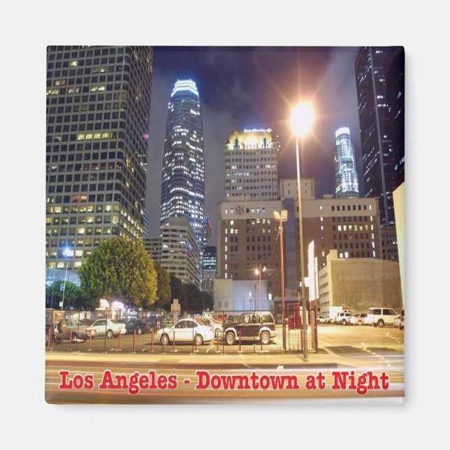 zUS174 LOS ANGELES, Downtown at Night, Fridge Magnet (Framsidan)