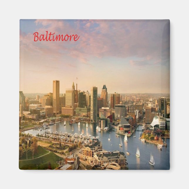 zUS183 BALTIMORE, Maryland, Amerika, Fridge Magnet (Framsidan)