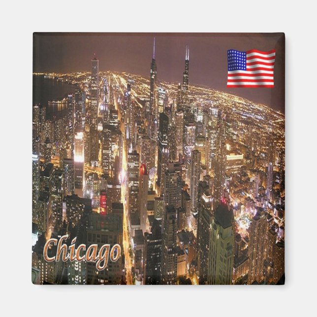 zUS184 CHICAGO, Illinois, Amerika, Fridge Magnet (Framsidan)