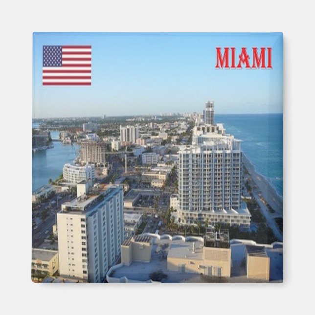 zUS187 MIAMI, Florida, Panorama, Amerika, Fridge Magnet (Framsidan)