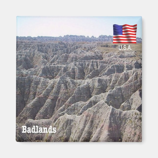 zUS189 BADLANDS, South Dakota, Amerika, Fridge Magnet (Framsidan)