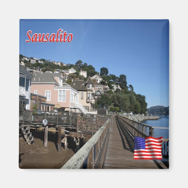 zUS196 SAUSALITO, Promenasträ, Kalifornien, Fridge Magnet (Framsidan)