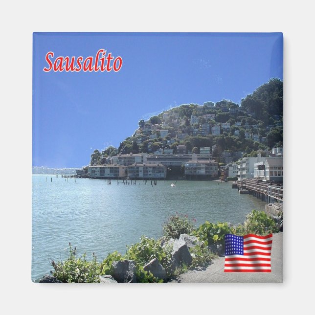 zUS197 SAUSALITO, Panorama, Kalifornien, Fridge Magnet (Framsidan)
