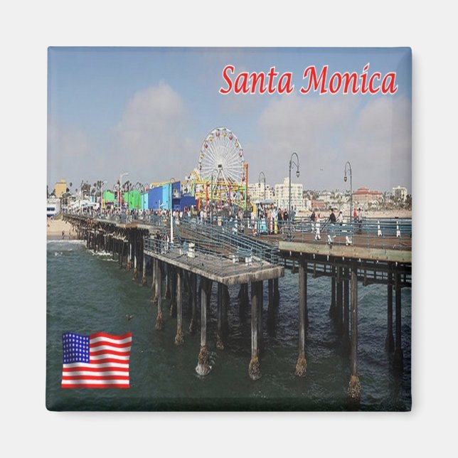 zUS201 SANTA MONICA Beach, Kalifornien, Fridge Magnet (Framsidan)