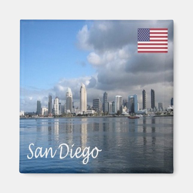 zUS203 SAN DIEGO, Skyline, California, Fridge Magnet (Framsidan)