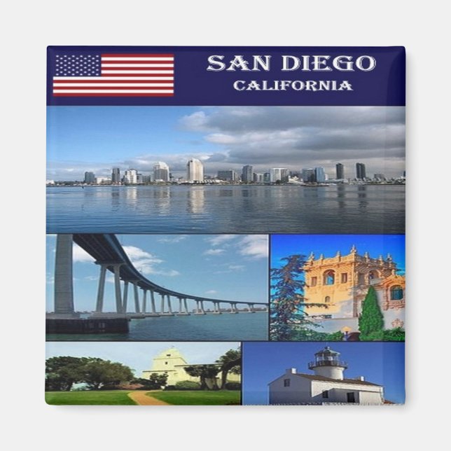 zUS205 SAN DIEGO, Mosaic, California, Fridge  Magnet (Framsidan)