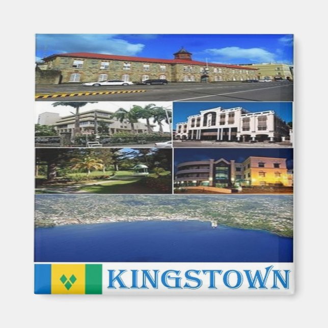 zVC015 KINGSTOWN, Saint Vincent Grenadines, Fridge Magnet (Framsidan)