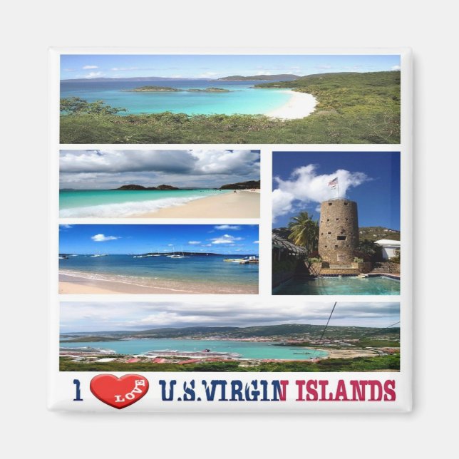 zVI003 VIRGIN ÖARNA I Kärlek, Mosaic, Fridge Magnet (Framsidan)