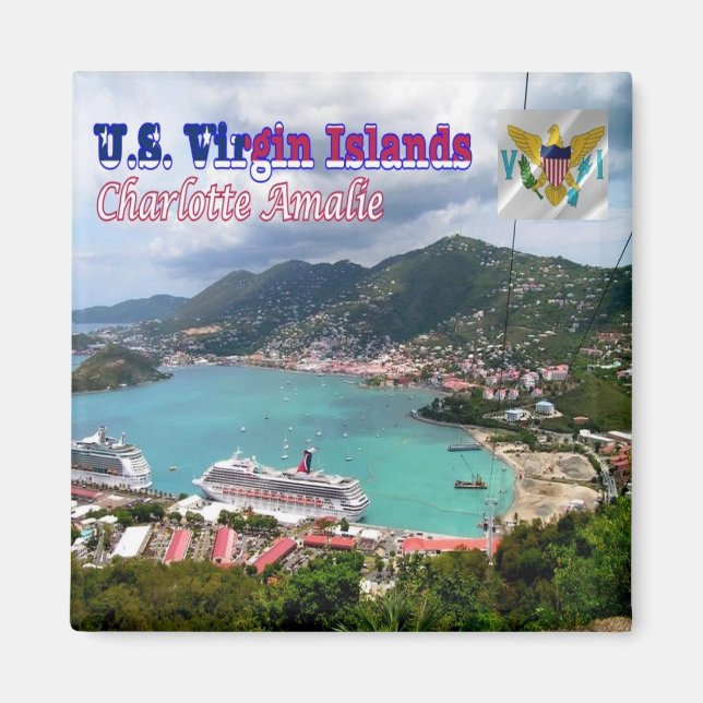 ZVI006 VIRGIN ÖARNA, Charlotte Amalie, Fridge Magnet (Framsidan)