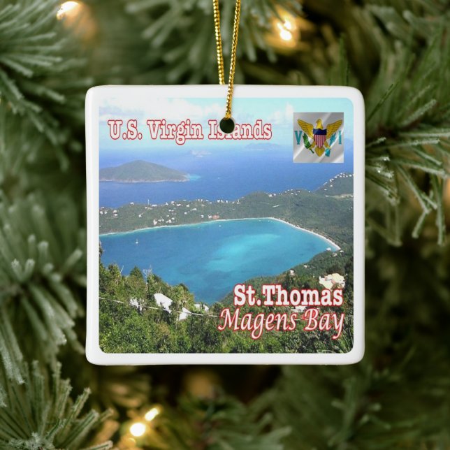 zVI012 SAINT THOMAS, Magens Bay, Virgin Islands Julgransprydnad Keramik (Träd)