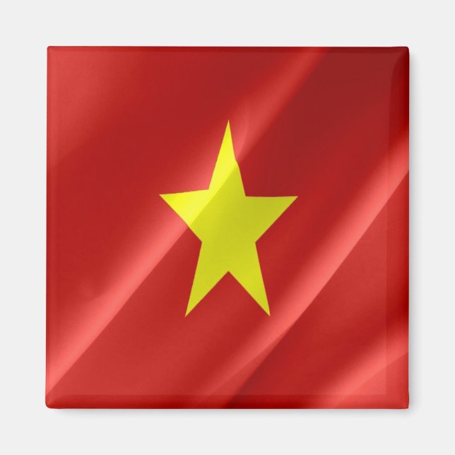 zVN002 VIETNAMESE Wave Flagga, Vietnam, Fridge Magnet (Framsidan)