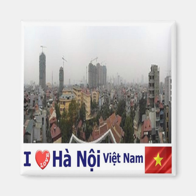 zVN008 HANOI I Kärlek, Vietnam, Skyline, Fridge Magnet (Framsidan)