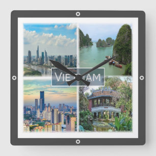 zVN012 VIETNAM, Mosaic, Asien Fyrkantig Klocka