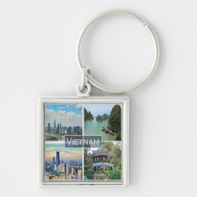 zVN012 VIETNAM, Mosaic, Asien Fyrkantig Silverfärgad Nyckelring (Framsidan)