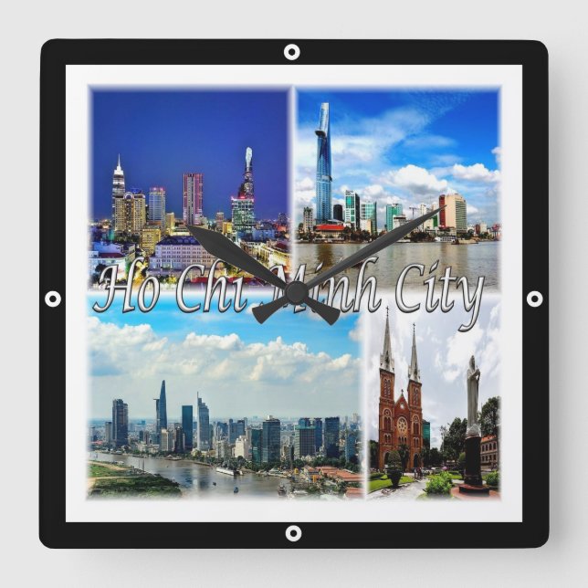 zVN013 HO CHI MINH City SAIGON, Mosaic Fyrkantig Klocka (Framsida)