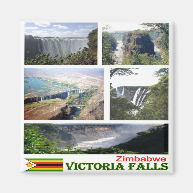 ZW008 VICTORIA FALLS, Mosaic, Zimbabwe, Fridge Magnet (Framsidan)