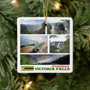 ZW008 VICTORIA FALLS, Mosaic, Zimbabwe Julgransprydnad Keramik