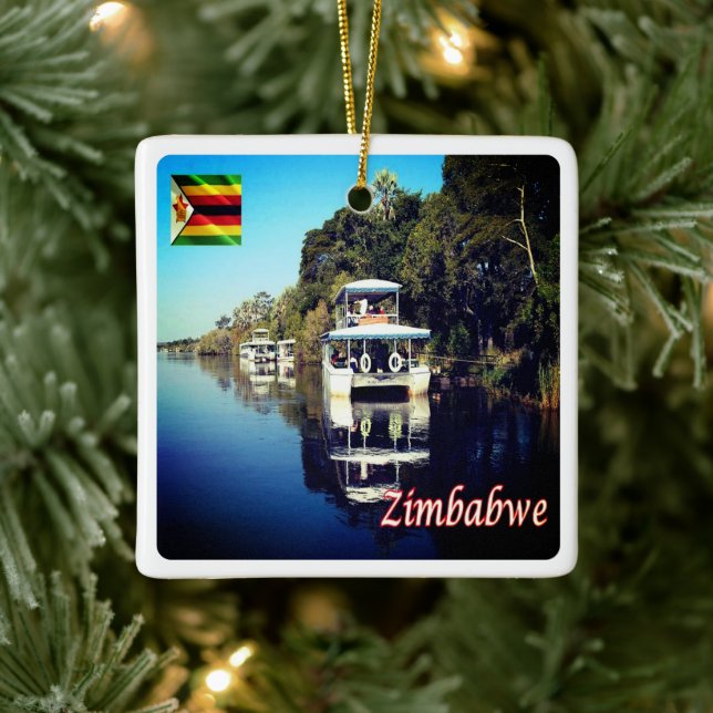 ZW012 VICTORIA FALLS, Zimbabwe, Afrika Julgransprydnad Keramik (Träd)