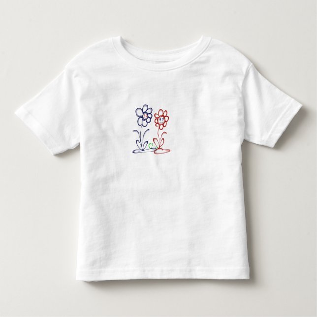 Zwei Blumen mit Herz T Shirt (Framsida)