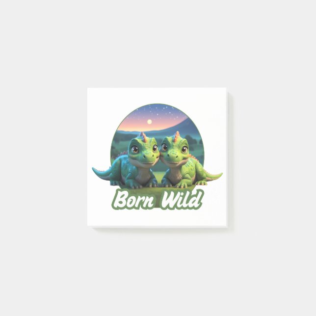 Zwei kleine Dinos - Born Wild  Post-it Block (Framsida)
