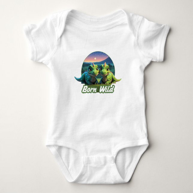 Zwei kleine Dinos - Born Wild T Shirt (Framsida)