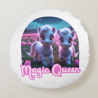 Zwei kleine süße Ponys - Magic Queen Rund Kudde